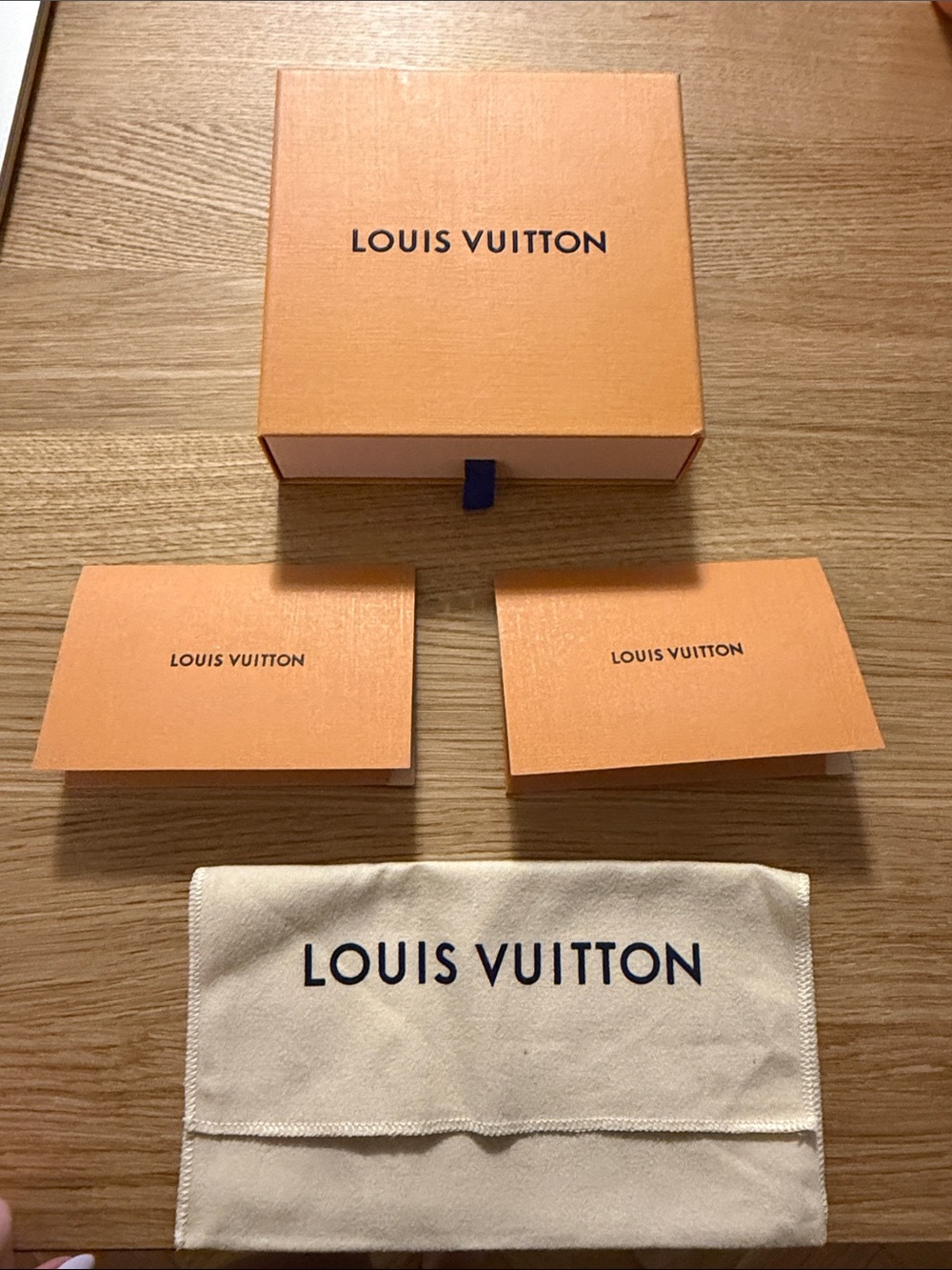 Louis Vuitton Gift Box (6.5” x 6.5” x 1.75”) with Dust Bag + Receipt Envelopes